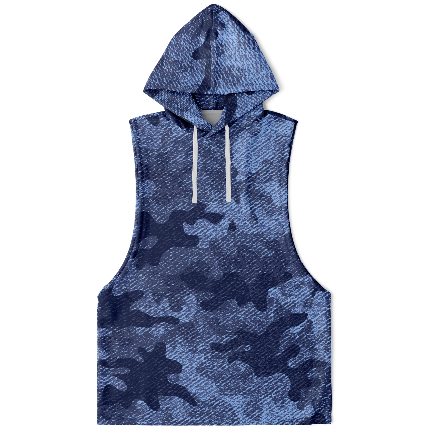 Sleeveless Hoodie | Blue Denim Camouflage