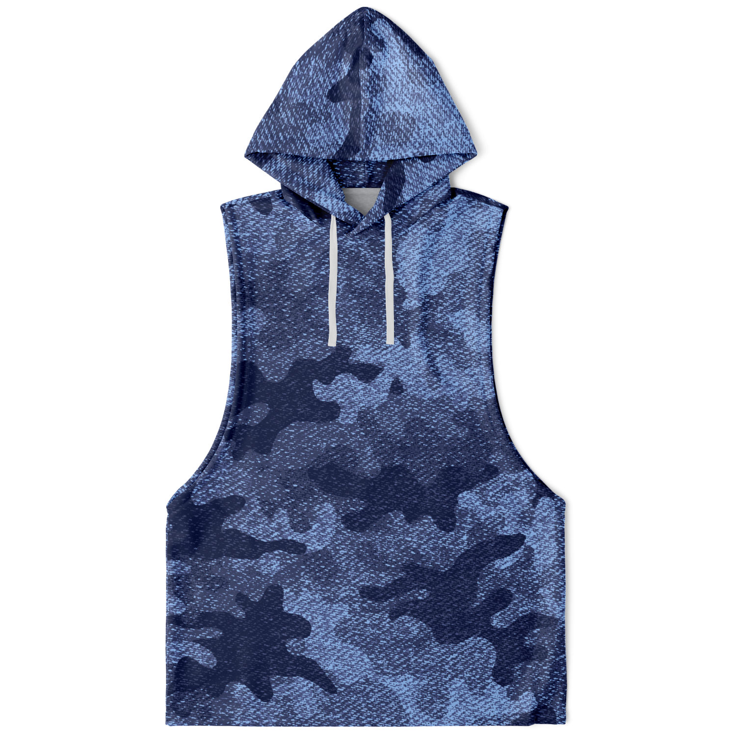 Sleeveless Hoodie | Blue Denim Camouflage