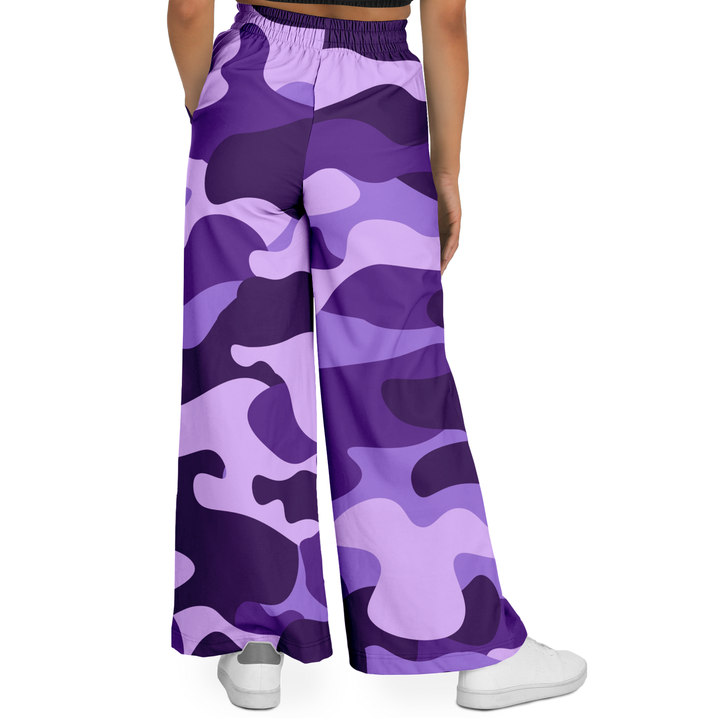 Camo Wide Leg Pants | Purple, Blue & Mauve Camouflage