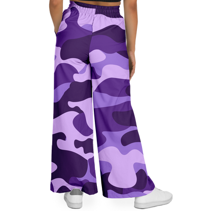 Camo Wide Leg Pants | Purple, Blue & Mauve Camouflage