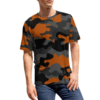 Camo Shirt | Black & Orange Pixel Camouflage T