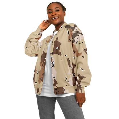 Brown Baseball Jacket in Marines Military Camo Print