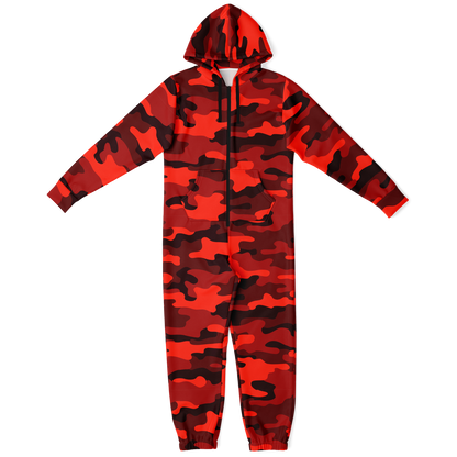 Camo Onesie | Scarlet Red and Black Camouflage