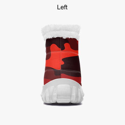 Camo Boots | Cotton-pad Fur Zipper Up | Scarlet Red & Black