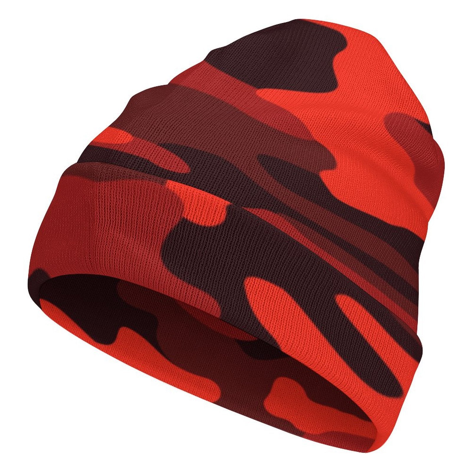 Camo Beanie | Scarlet Red & Black Camouflage