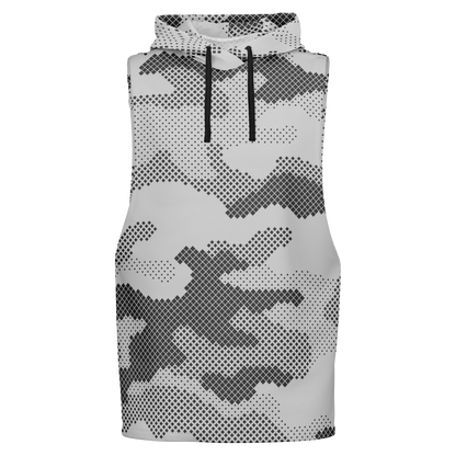 Sleeveless Hoodie | Black & White Digital Dotted