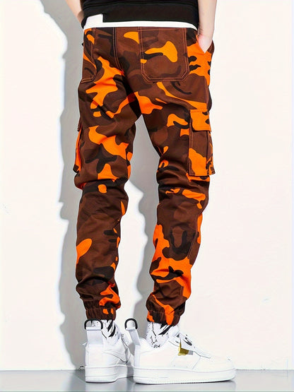 Men's Camo Cargo Cropped Pants With Multi Pockets | Vintage Style