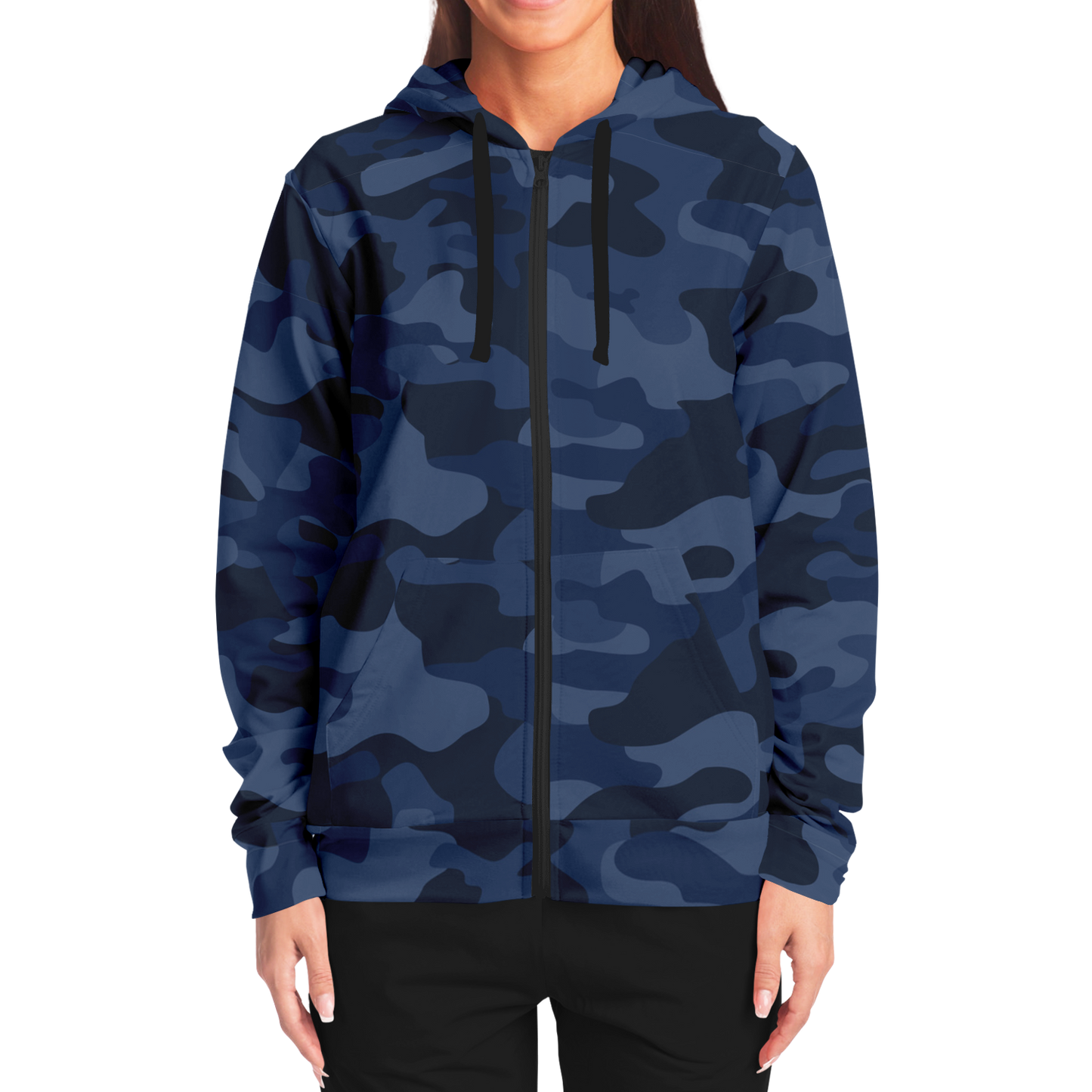 Zip-Up Hoodie | Deep Blue Camouflage