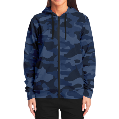 Zip-Up Hoodie | Deep Blue Camouflage