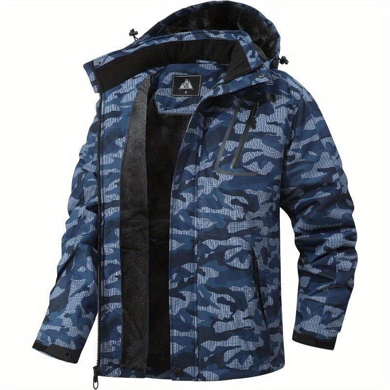 Men's Mountain Coat, Super Warm Fleece, Snow Hooded Jacket