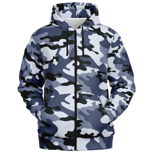 Zip-Up Hoodie | Light Blue Camouflage