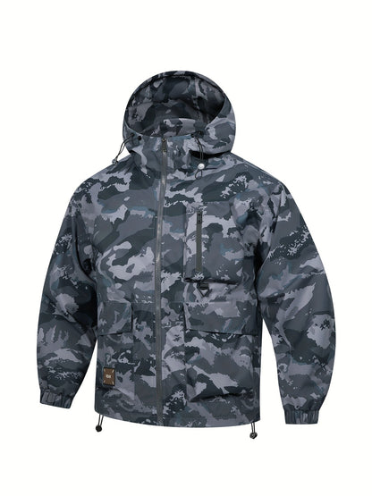 Men's Camouflage Hooded Zip Jacket: Multi-pocket, Loose Fit