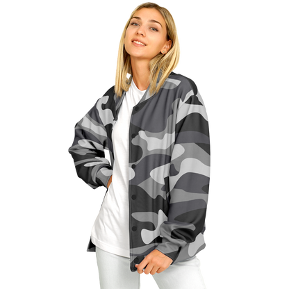 Shade Of Grey Baseball Jacket | Camouflage Print