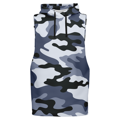 Sleeveless Hoodie | Light Blue Camouflage