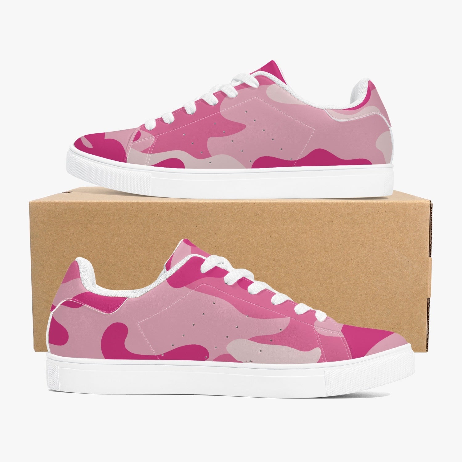 Camo Sneakers | Classic Low-Top Leather | Lavender Pink