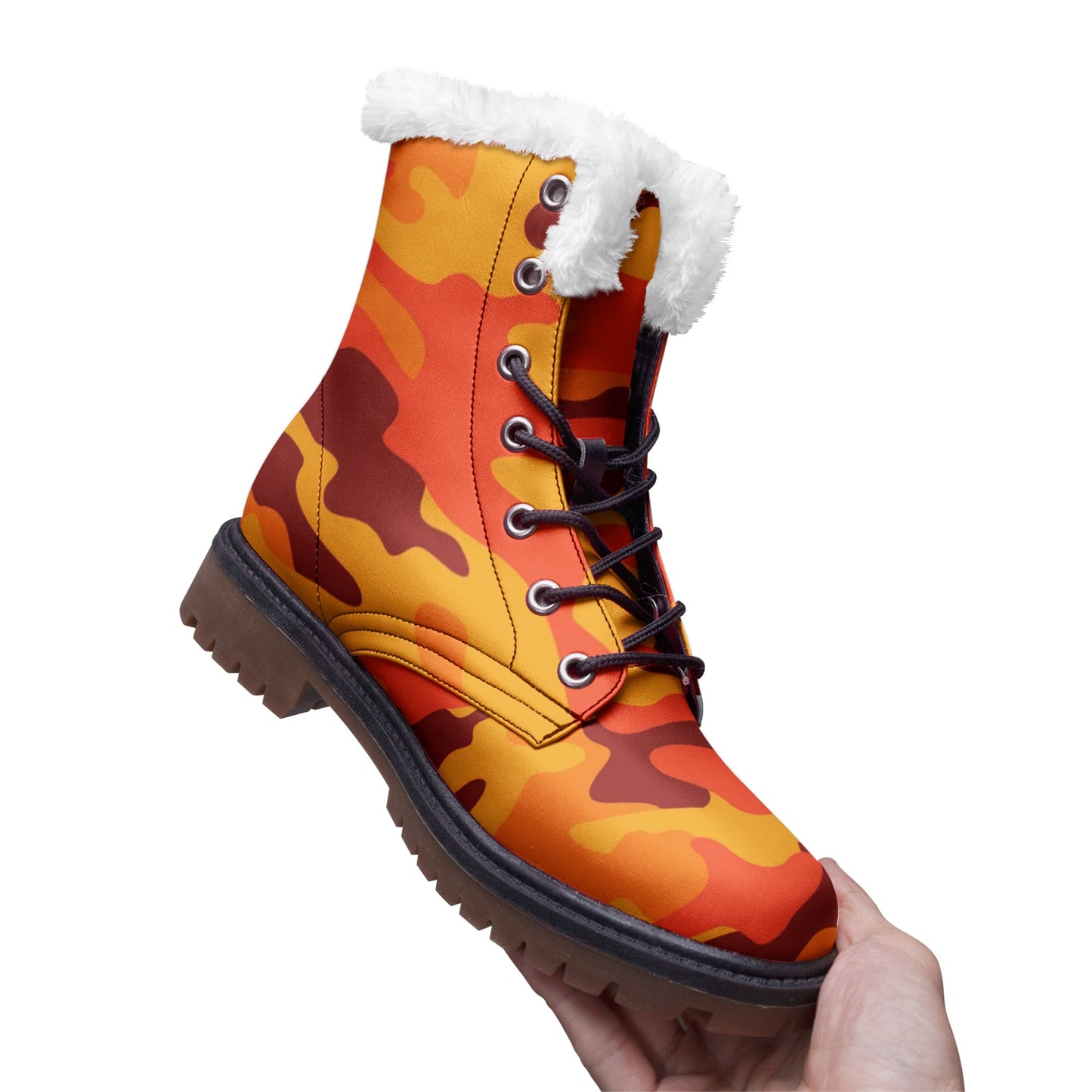 Snow Camo Boots | Orange & Red Camouflage