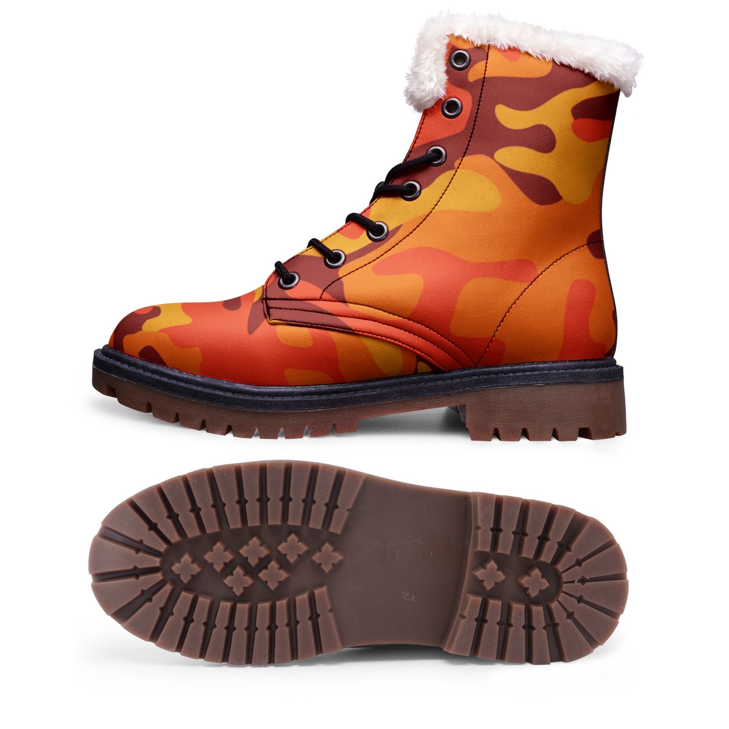 Snow Camo Boots | Orange & Red Camouflage