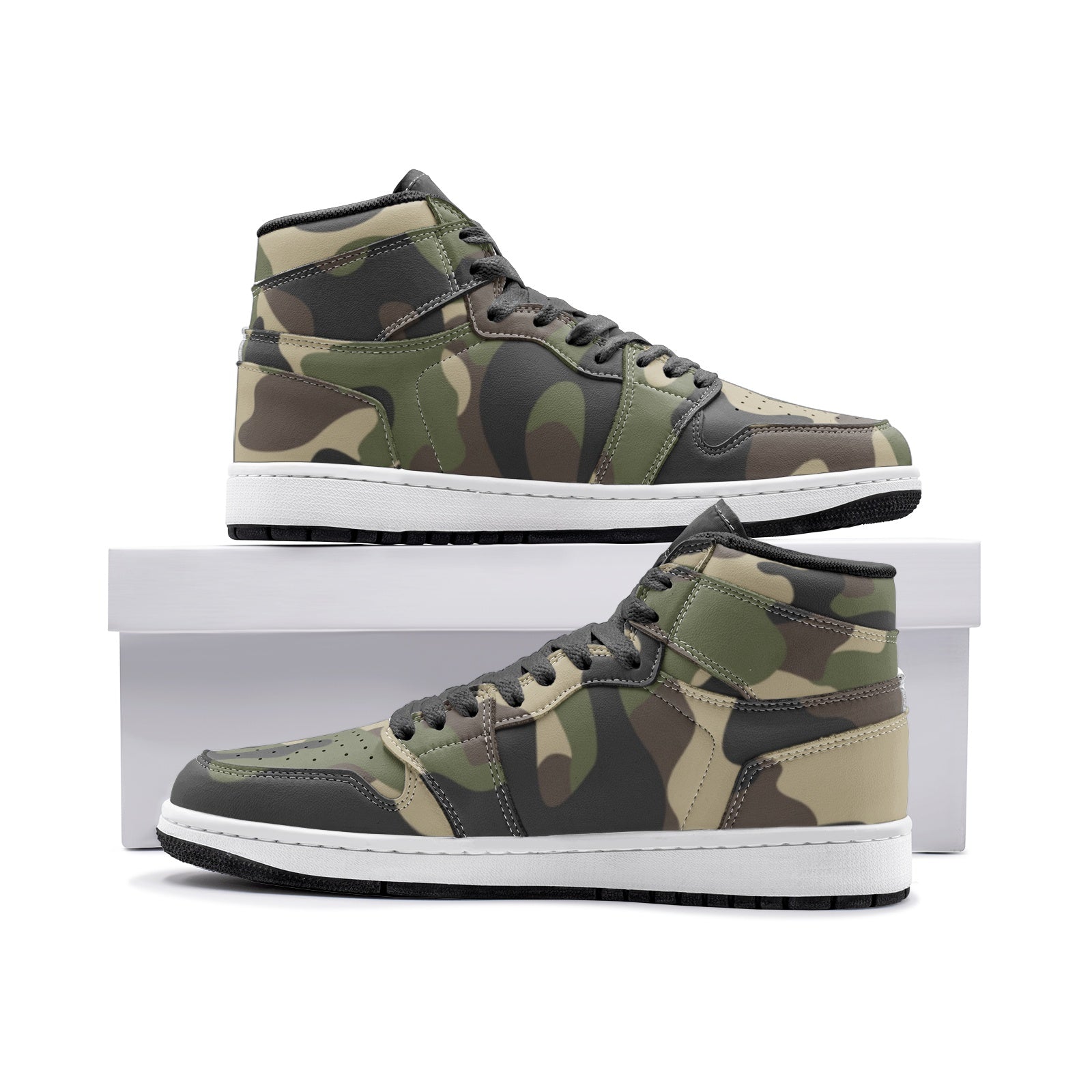 Classic Brown Camo Sneakers | High Top Leather