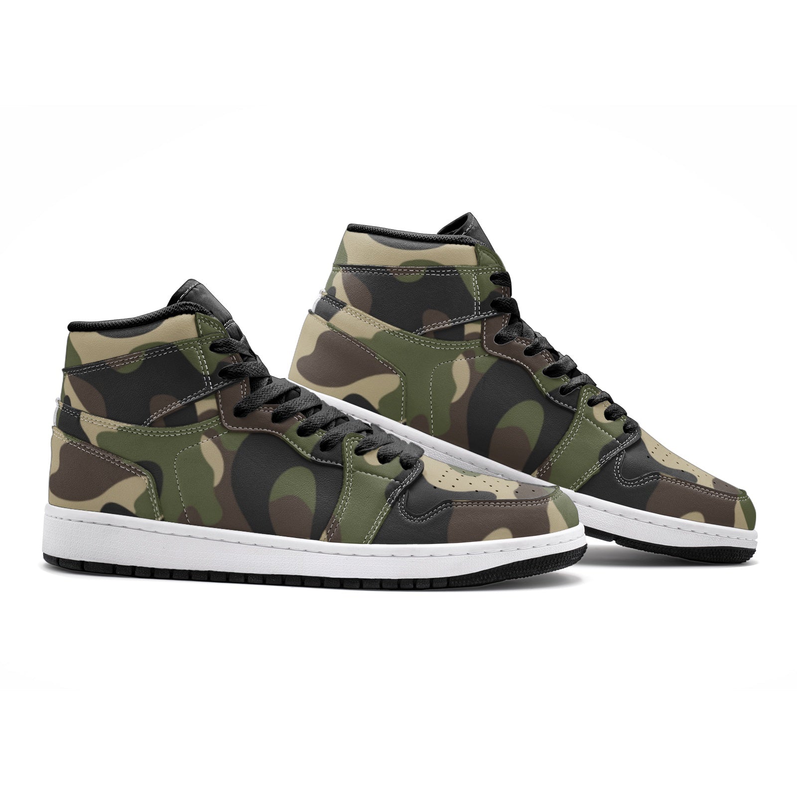 Classic Brown Camo Sneakers | High Top Leather