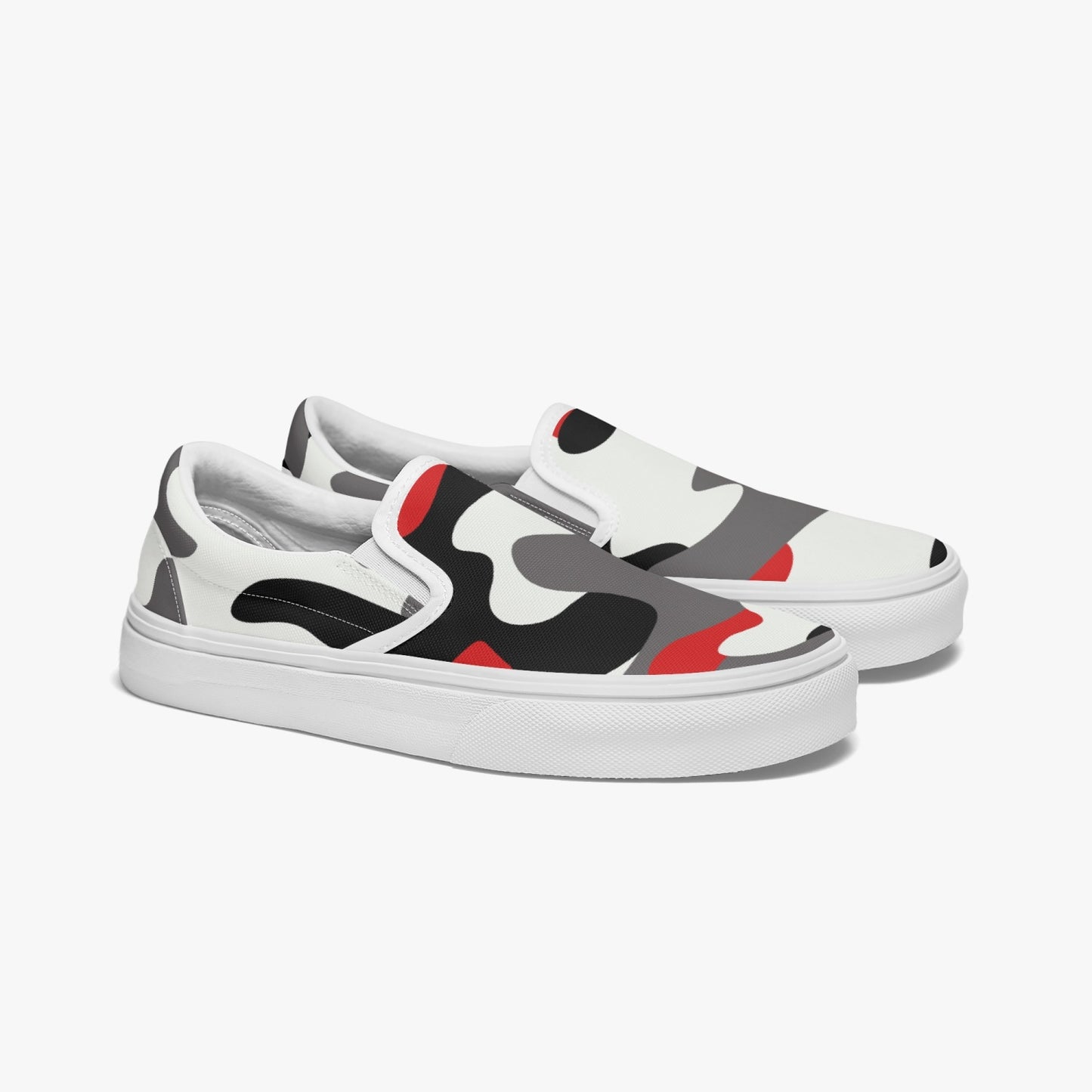 Camo Slip-On Shoes | Red, Black and White Camouflage