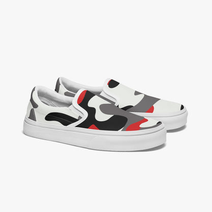 Camo Slip-On Shoes | Red, Black and White Camouflage