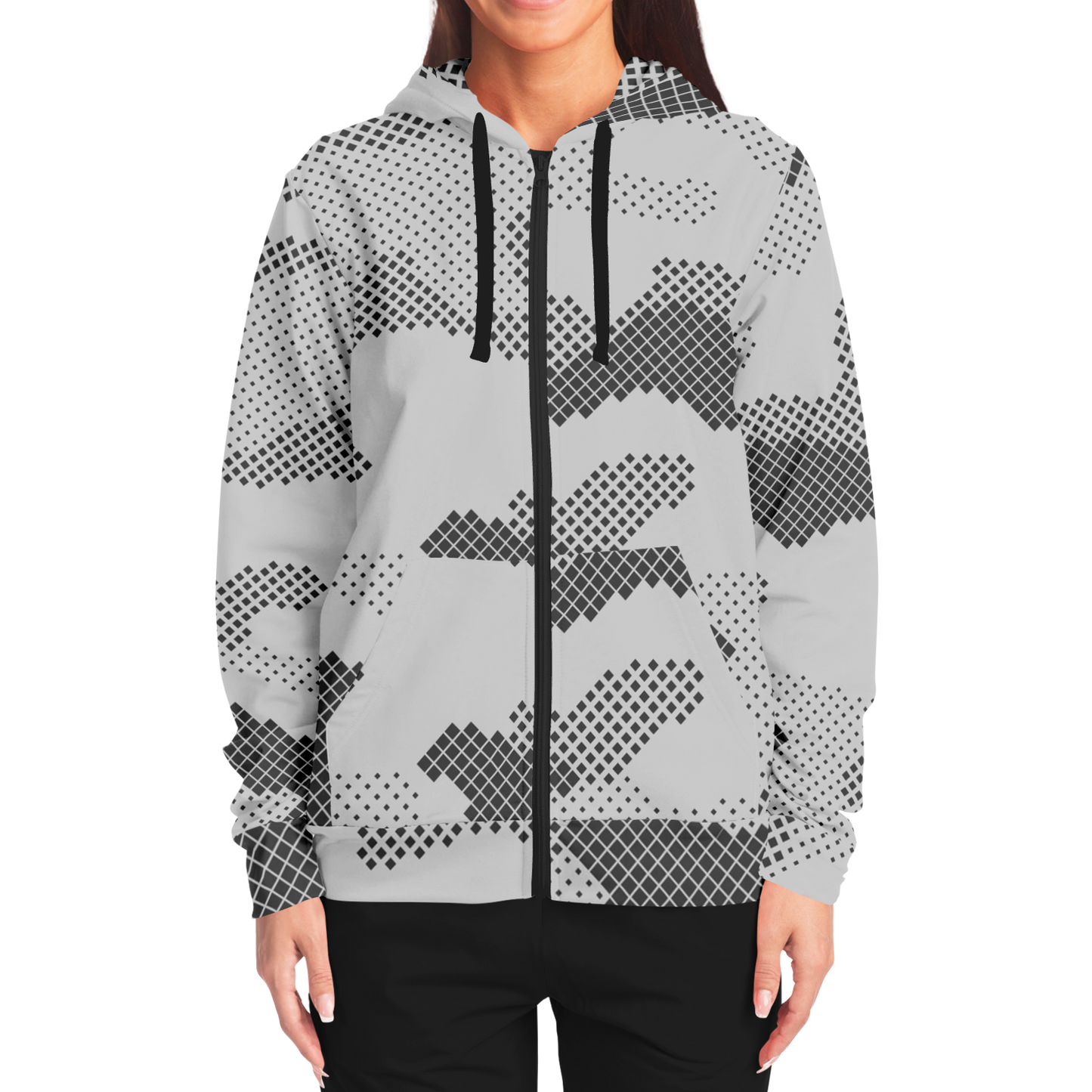 Zip-Up Hoodie | Digital Gray Camouflage