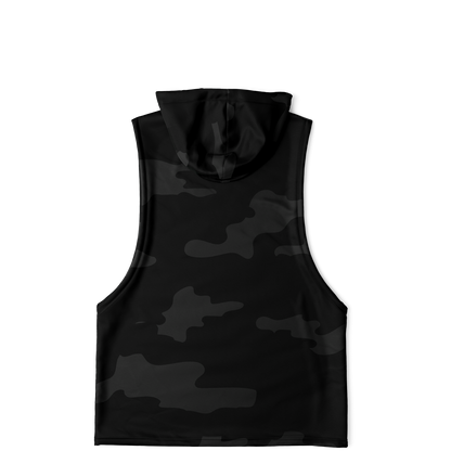 Sleeveless Hoodie | Black Camouflage