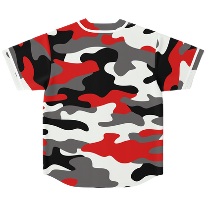 Camo Baseball Jersey | Red, Black & White Camouflage