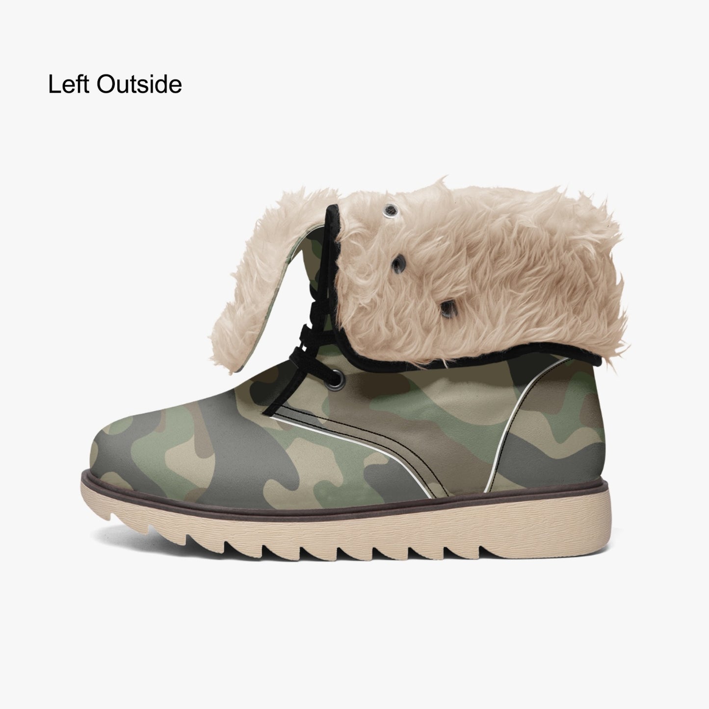 Camo Boots | Military Brown Cotton-Pad Fur Lining