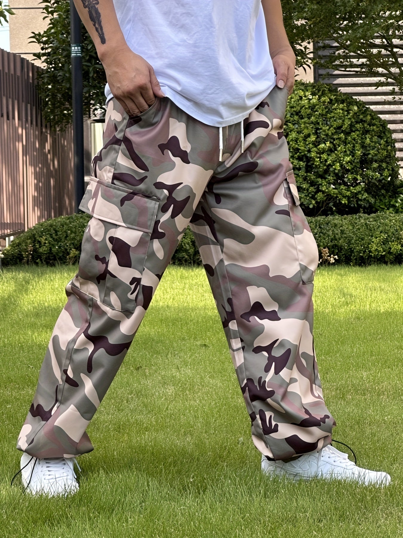 Pantalones cargo de camuflaje para hombre con múltiples bolsillos