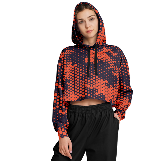 Cropped Hoodie | Orange & Blue Digital Dotted Camouflage