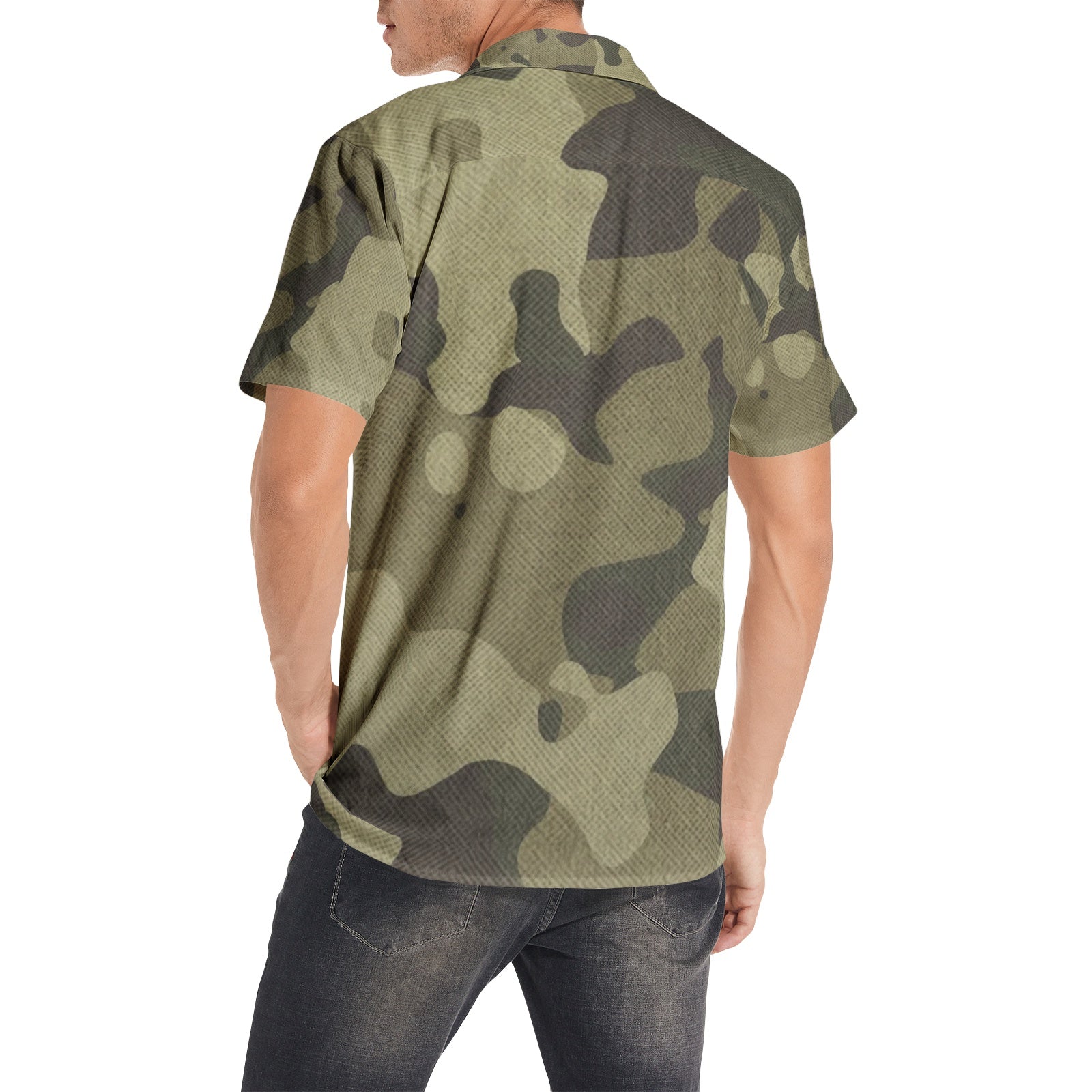 Cotton Camo Shirt For Men | Green Fabric Short-Sleeve