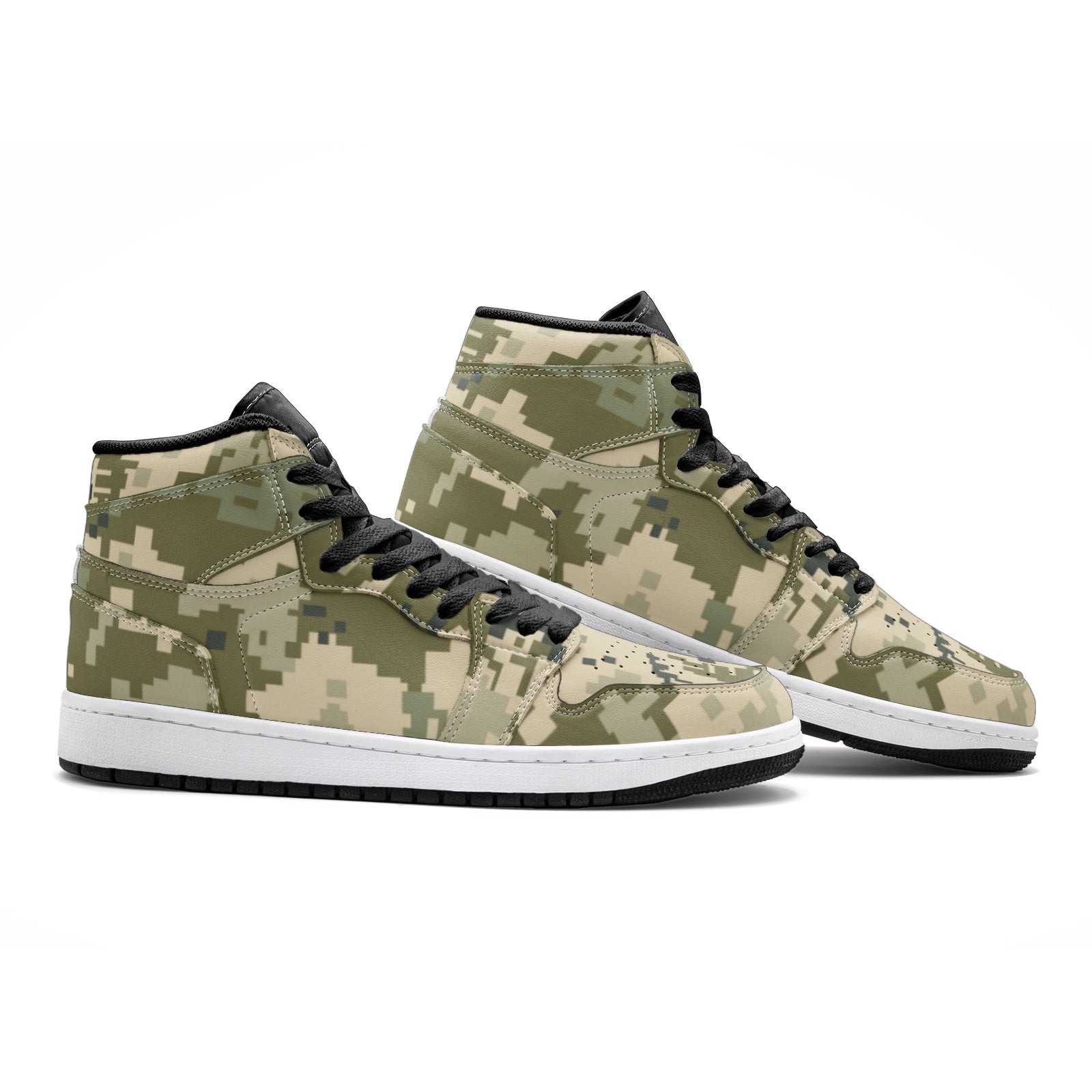 Ukraine Green Camo Sneakers | High Top Leather