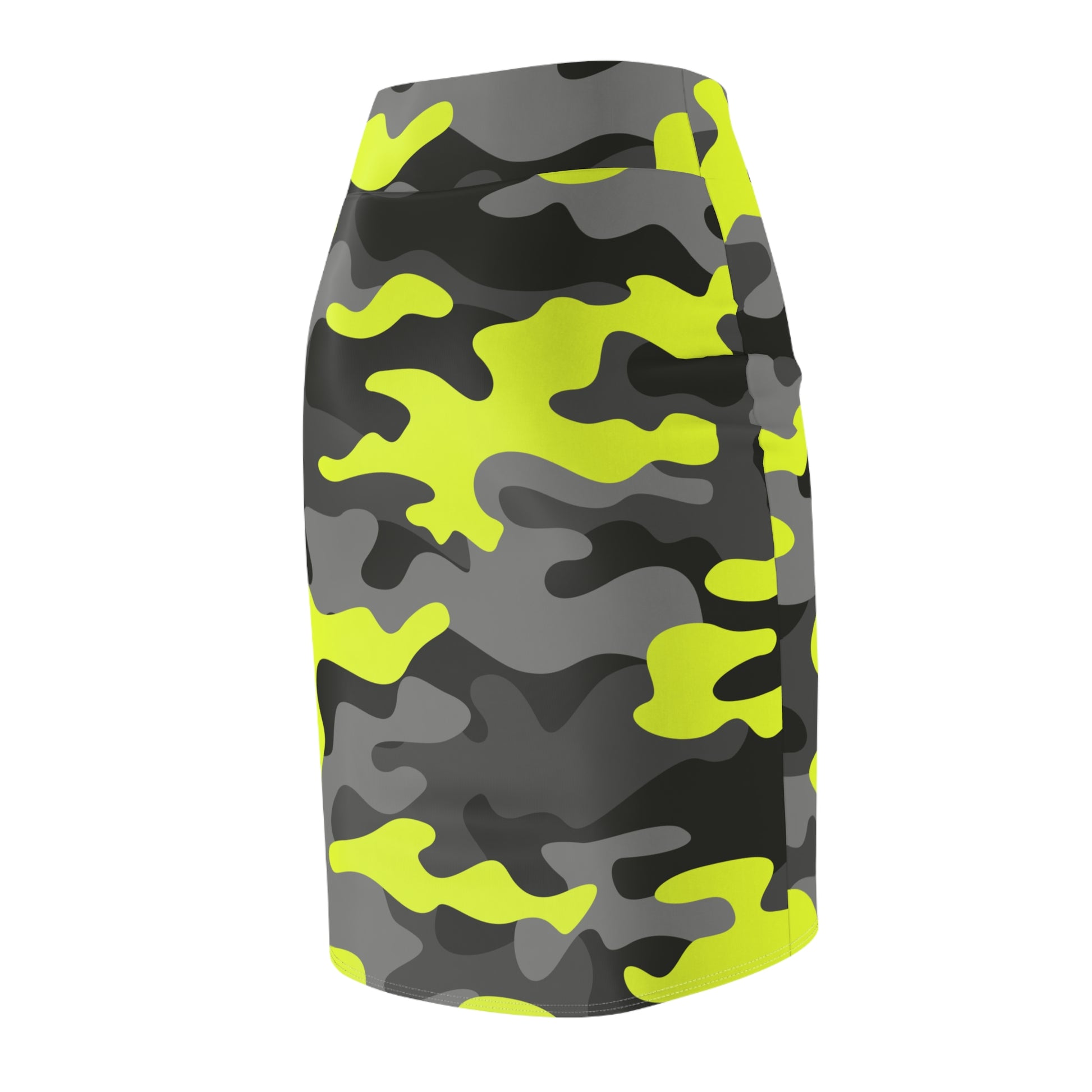 Camo Mini Skirt | Pencil Cut | Yellow, Black & Gray