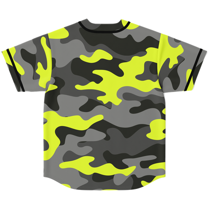 Camo Baseball Jersey | Black, Gray & Yellow Camouflage