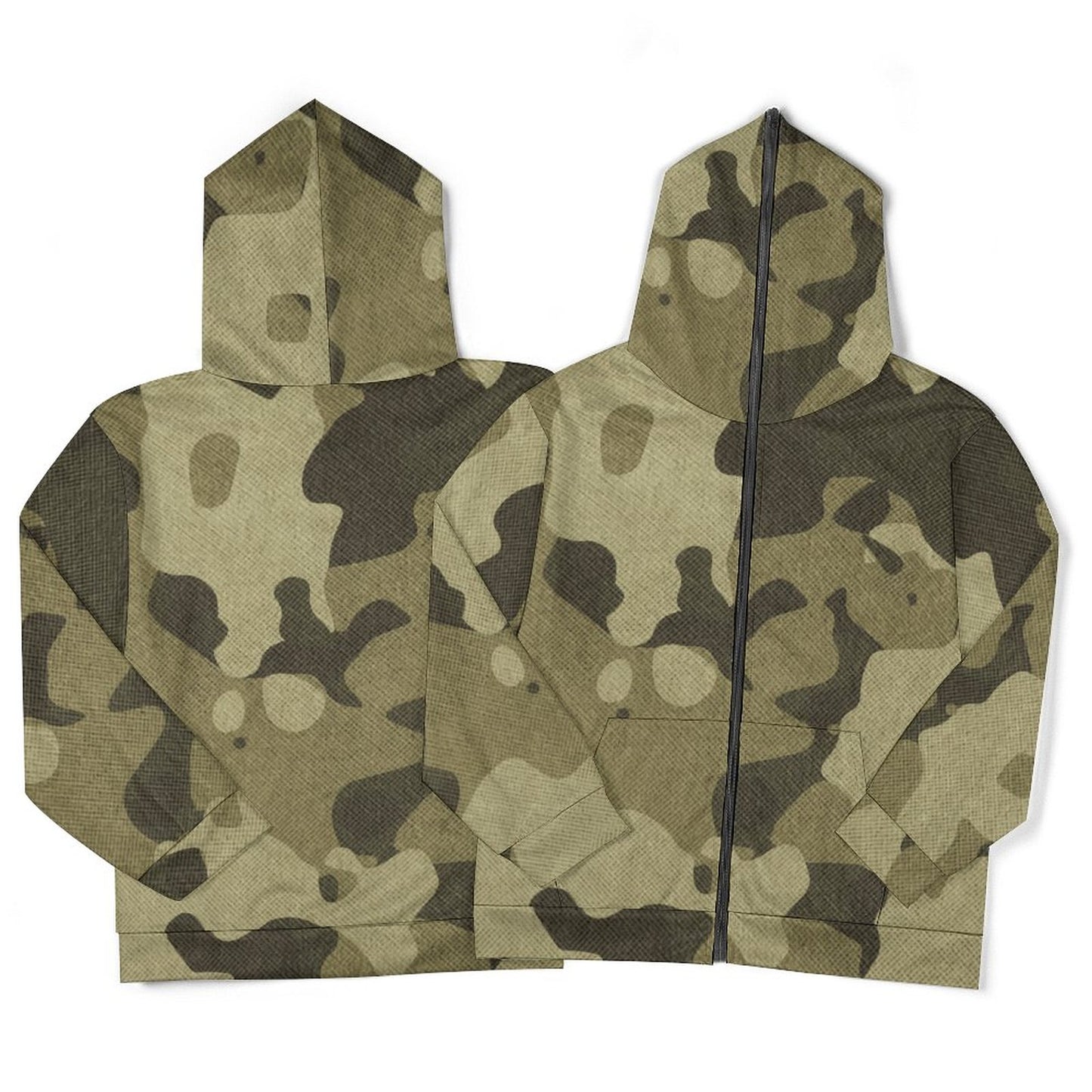 Zip Camo Hoodie | Green Fabric Camouflage