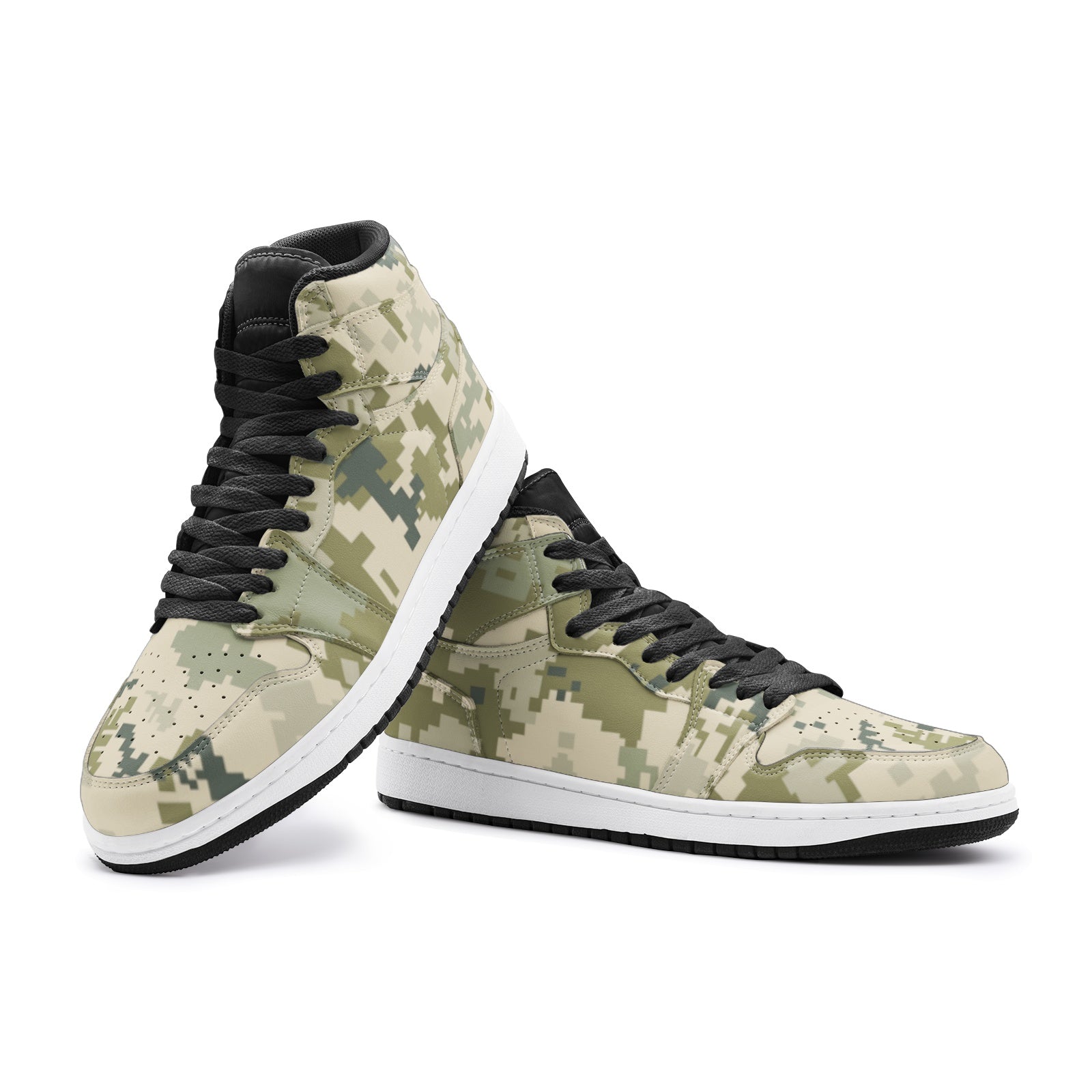 Ukraine Green Camo Sneakers | High Top Leather