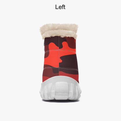 Camo Boots | Cotton-pad Fur Zipper Up | Scarlet Red & Black