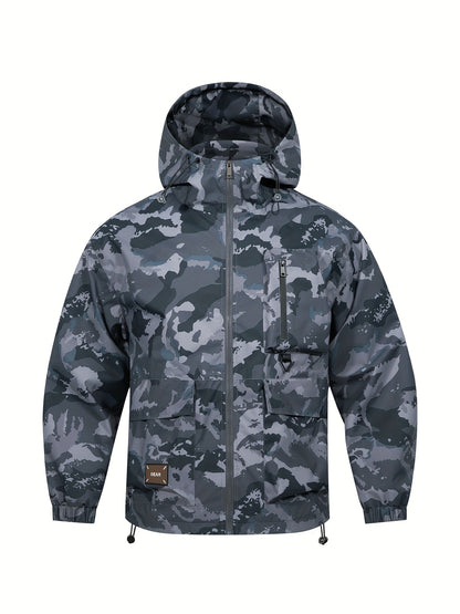 Men's Camouflage Hooded Zip Jacket: Multi-pocket, Loose Fit