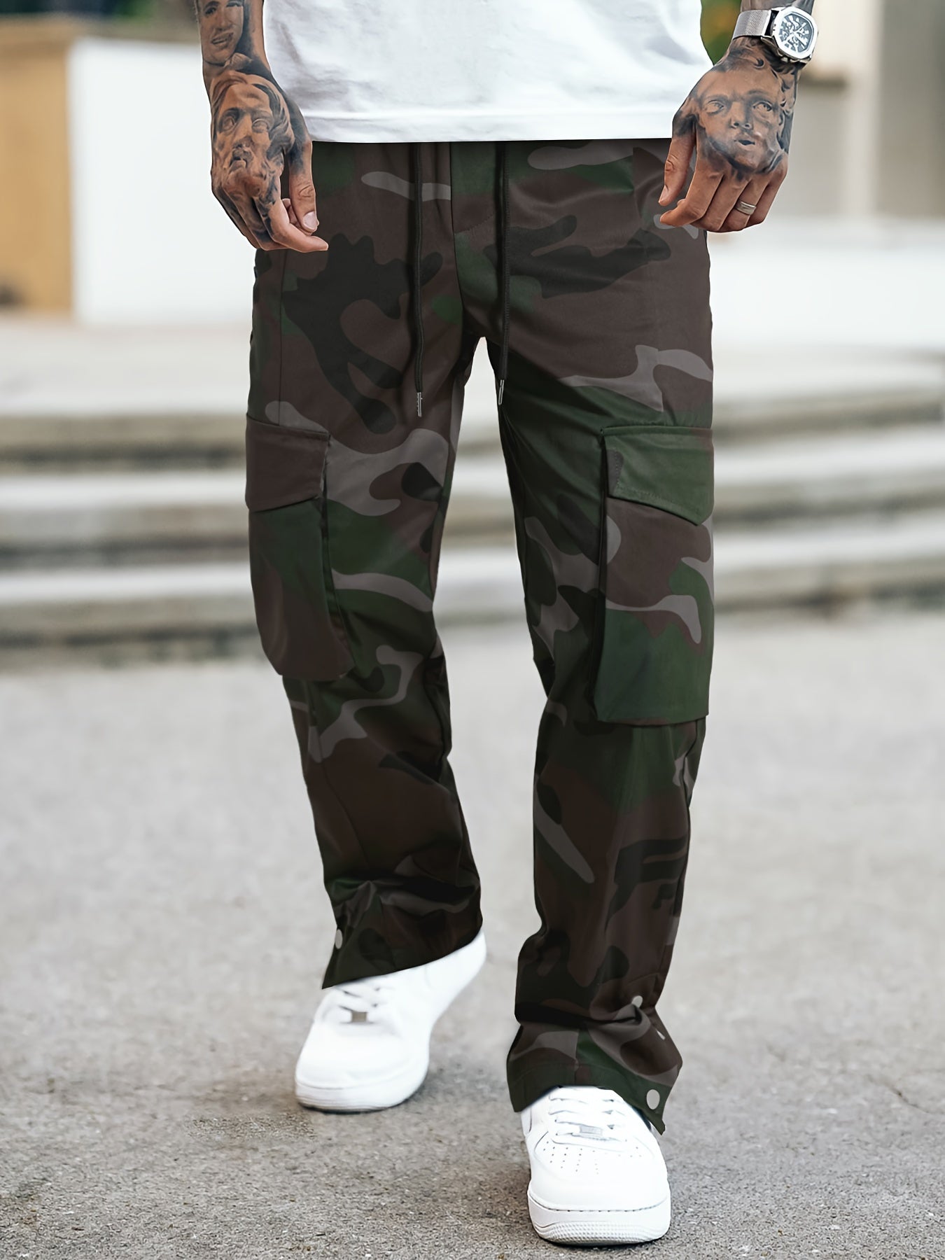 Men's Camouflage Overalls | Street Style in Green / Gray