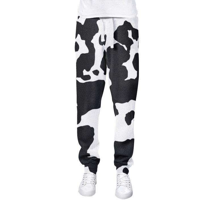 Men's Camo Track Pants | Black & White Cow