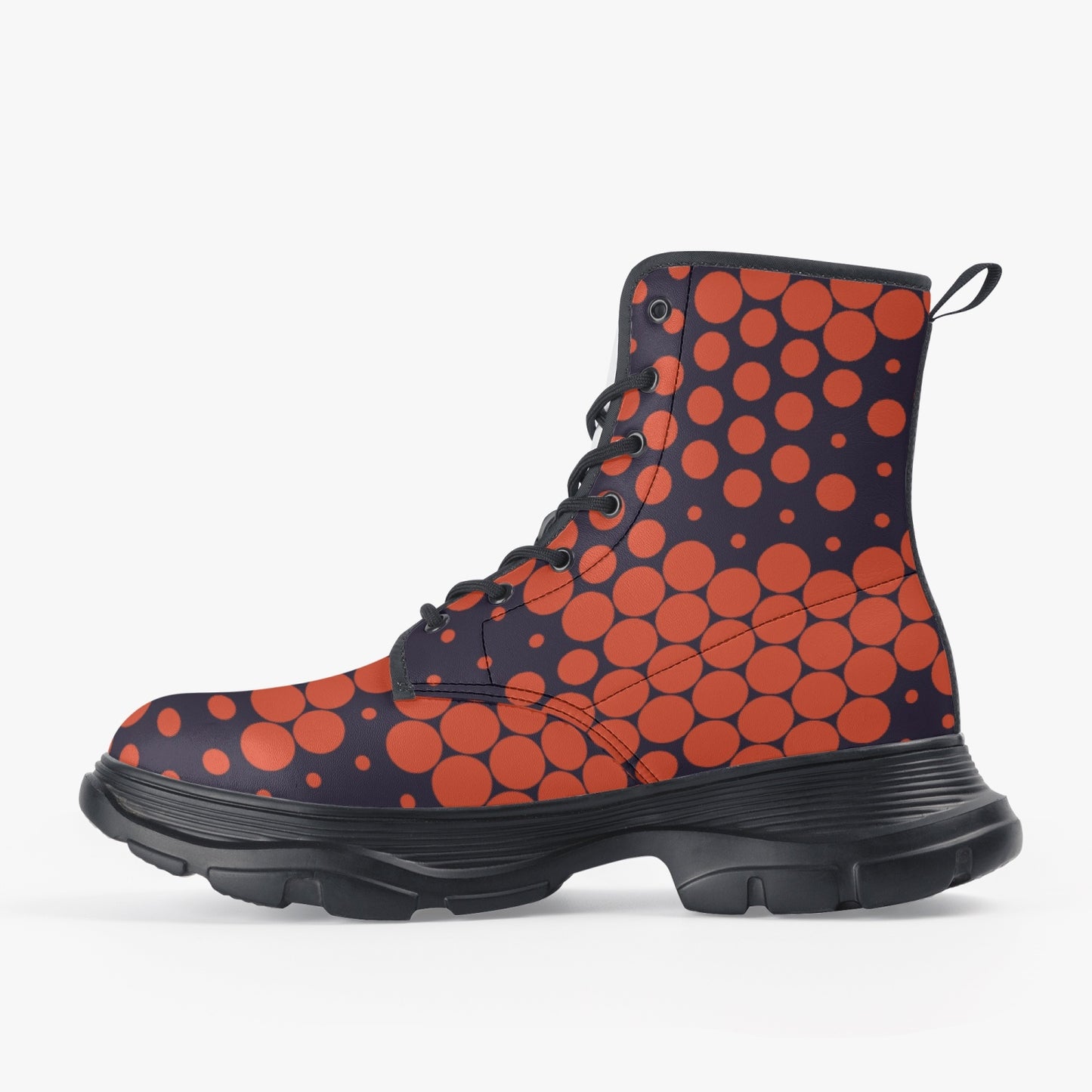 Chunky Boots | Leather in Orange & Blue Digital Camouflage