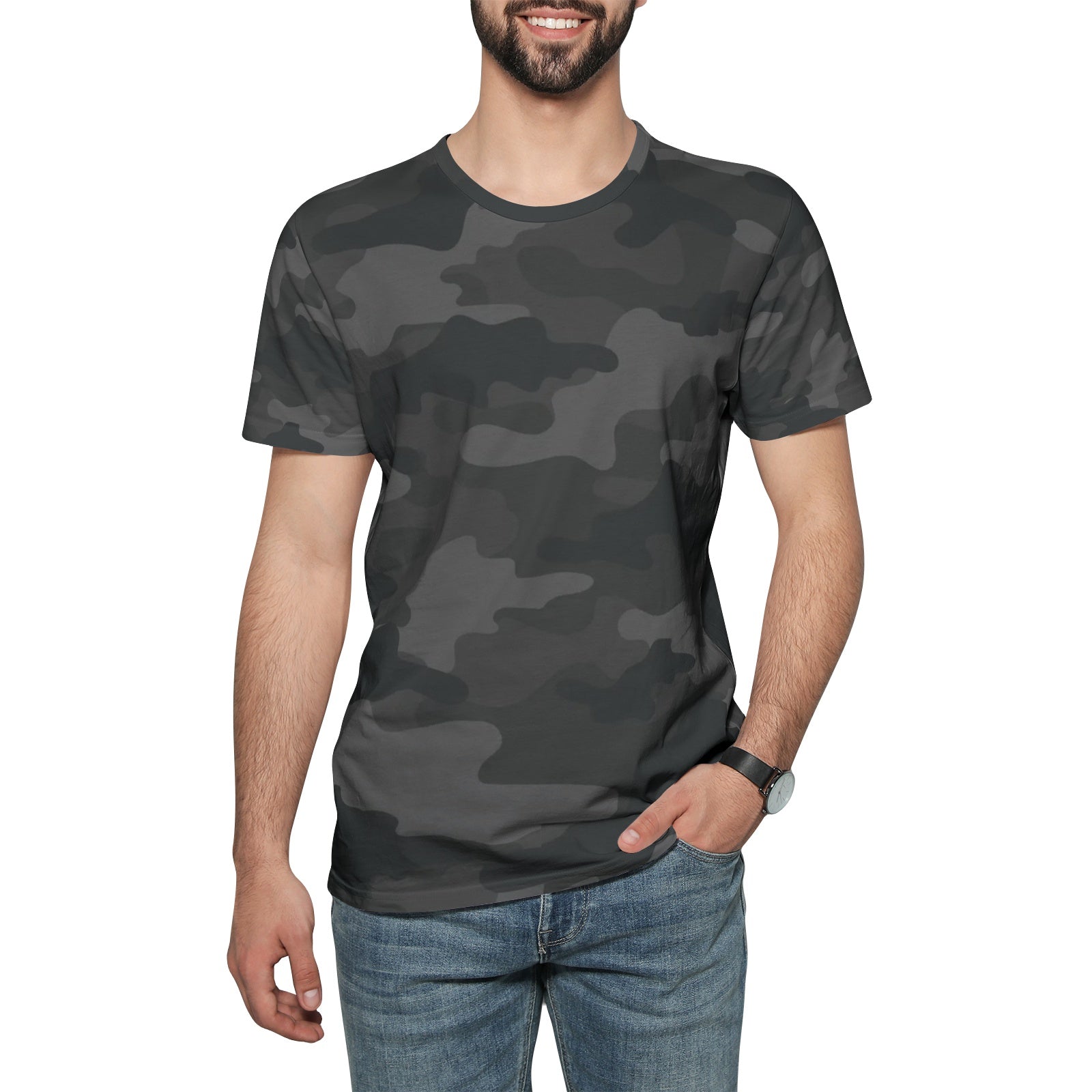 Camo T-shirt | Cotton | Unisex | Black Camouflage