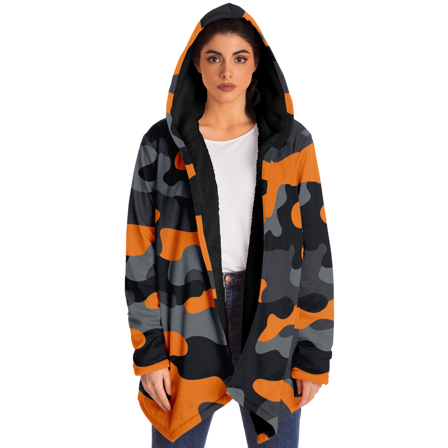 Camo Cloak | Orange, Black, & Gray Camouflage | Microfleece