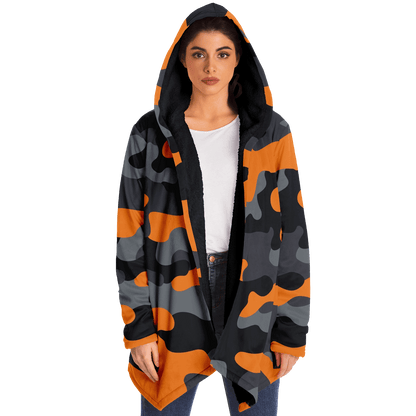 Camo Cloak | Orange, Black, & Gray Camouflage | Microfleece