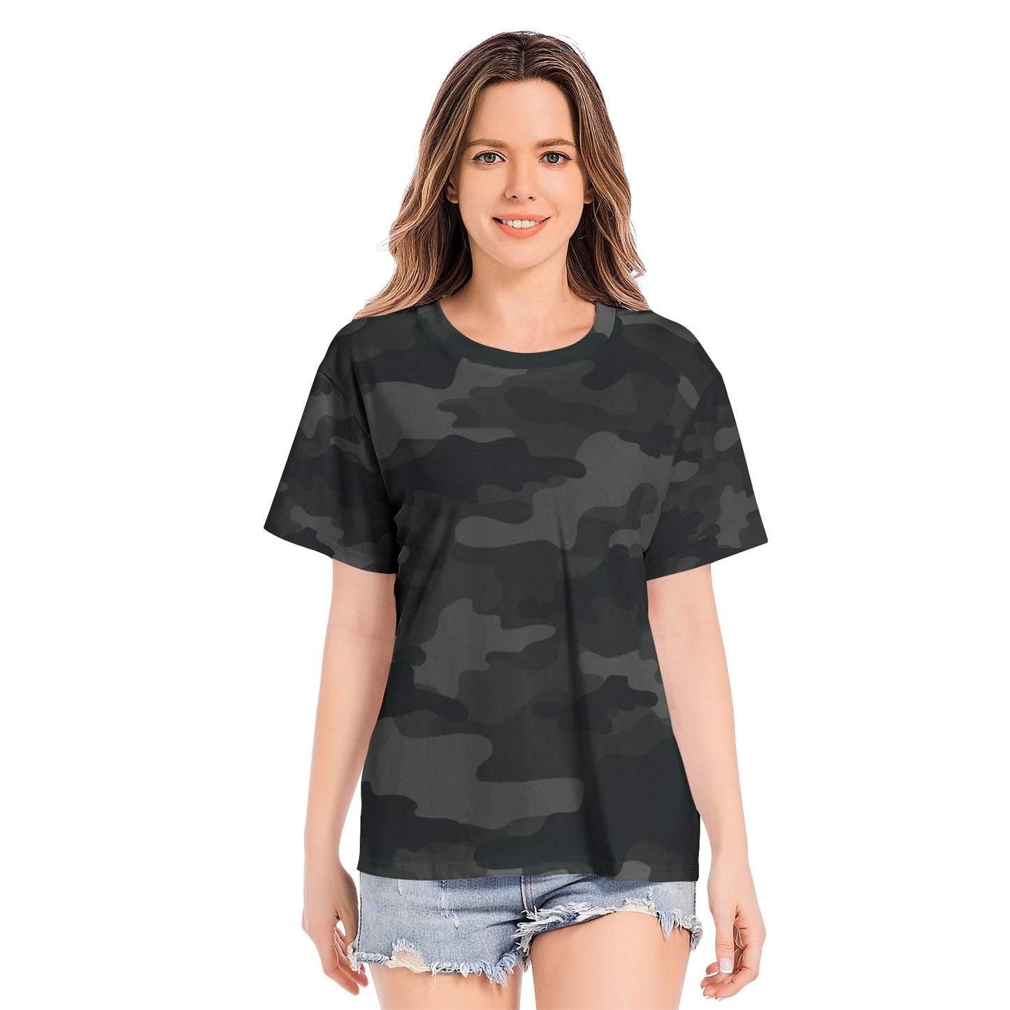 Camo T-shirt | Cotton | Unisex | Black Camouflage