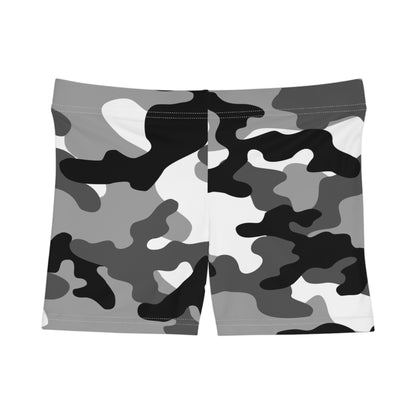 Women's Camo Shorts | Tight Fit | Gray, Black, and White