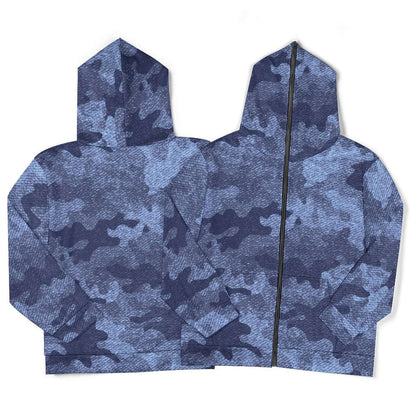 Zip up Camo Hoodie | Denim Blue Camouflage