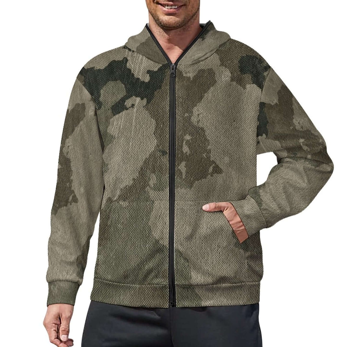 Zip up Camo Hoodie | Dirty Old Brown Camouflage