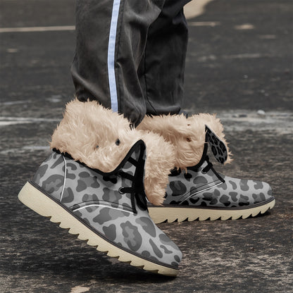 Leopard Boots | Cotton-Pad Fur Lining | Gray and Black